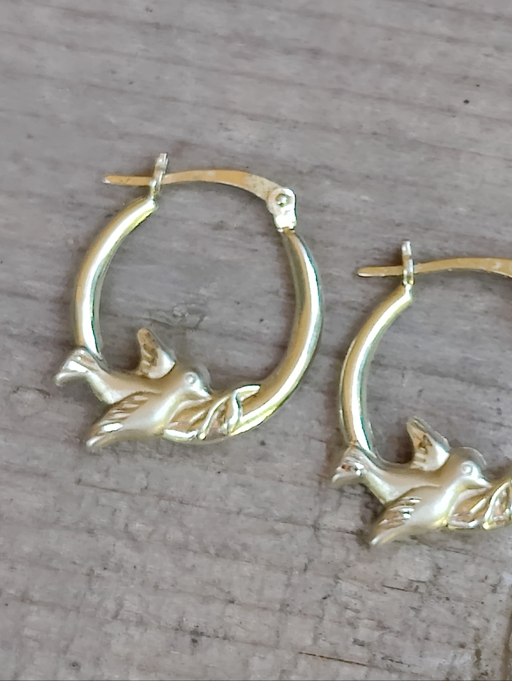 🐦 Vintage Vermeil Sterling Bird Hoop Earrings - Picture 5 of 5